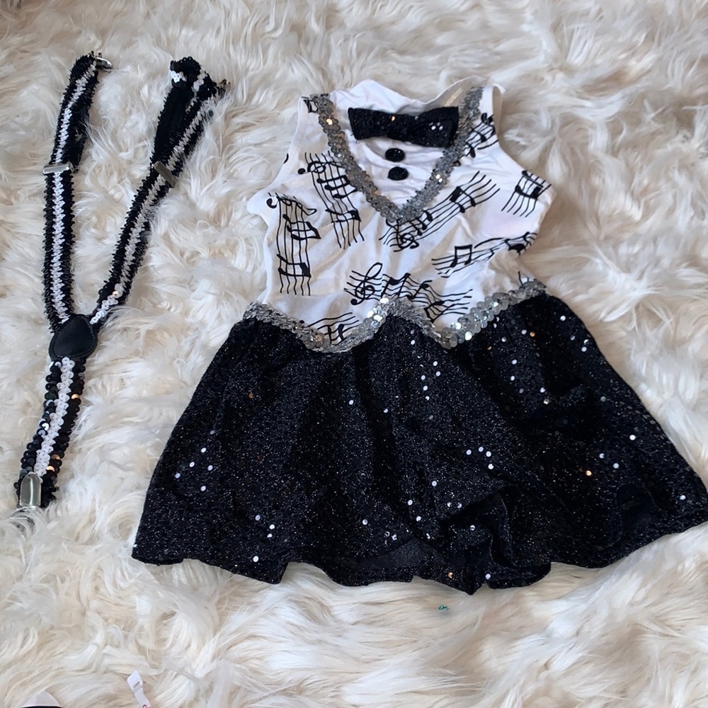 Algy Girls Music Piano Costume with sequin suspenders